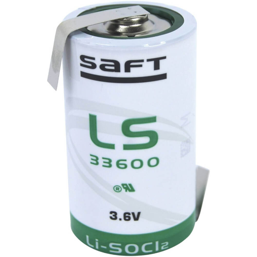 Batterie Saft Ls33600 3,6v 17000mah avec languettes opposées de taille D Batteries Saft Batteries Saft Lithium
