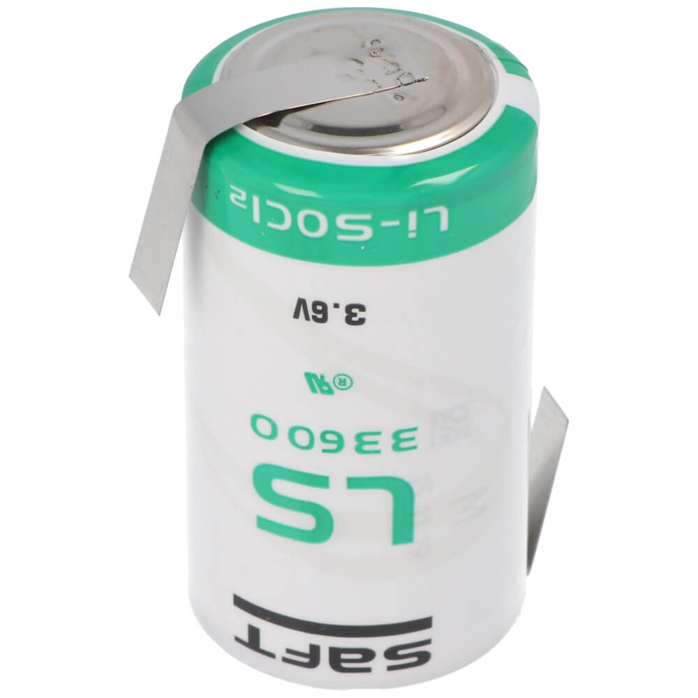 Batterie Saft Ls33600 3,6v 17000mah avec languettes opposées de taille D Batteries Saft Batteries Saft Lithium