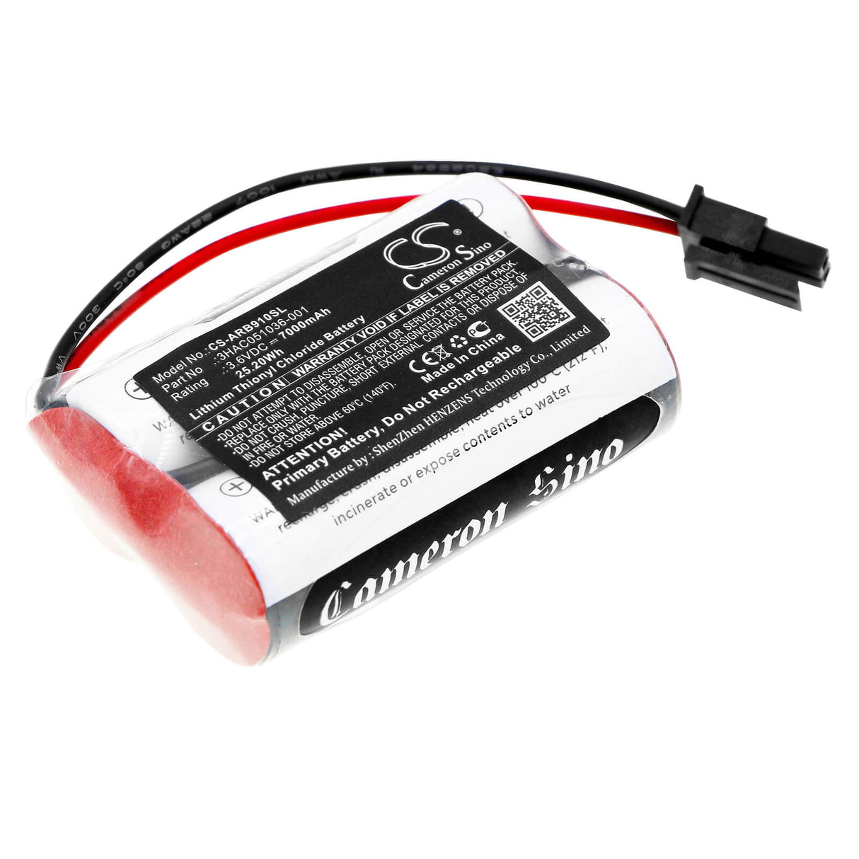 PLC Battery for Abb, 1s2 Pls17500, 3hac051036-001 Rev02, 3hac051036-001-c 3.6v, 7000mah - 25.20wh PLC Cameron Sino Technology Limited