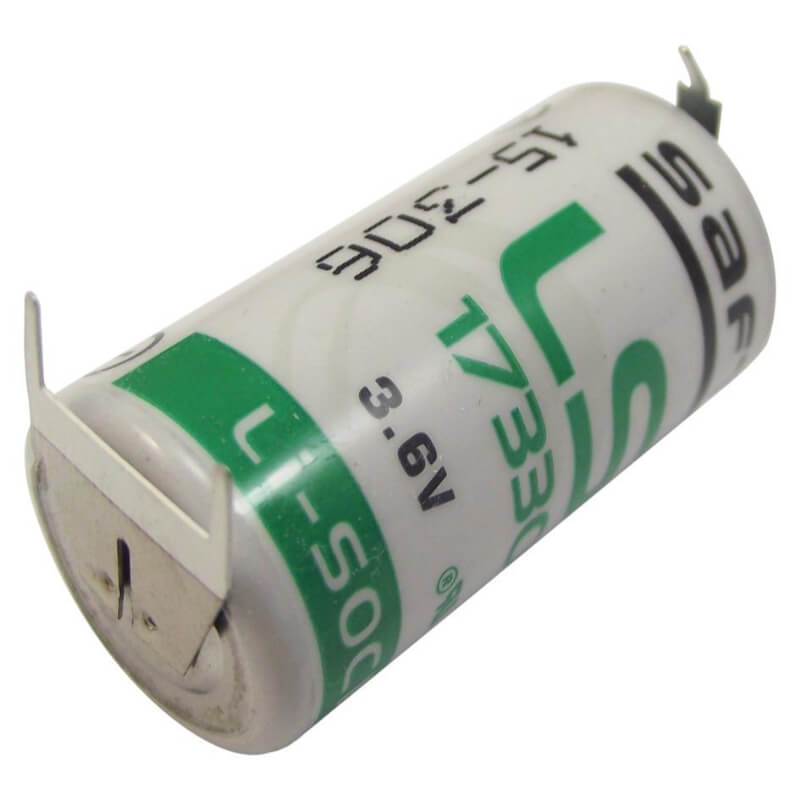 Saft Ls17330 2/3 A 3.6v 2100mah Lithium Battery With Pc Pins - Single Positive & Dual Negative Terminals Saft Batteries Saft Lithium Batteries