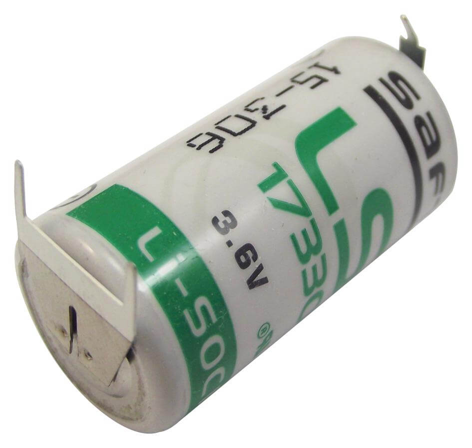 Batterie au lithium Saft Ls17330 3,6v 2/3 A taille 3,6v - Batteries Saft non rechargeables Batteries au lithium Saft avec broches PC - 2 broches sur la borne négative - 1 broche sur la borne positive