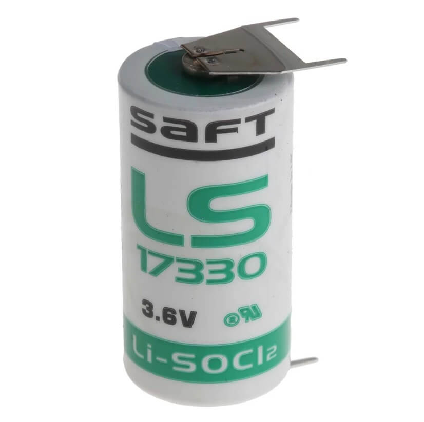 Batterie au lithium Saft Ls17330 3,6v 2/3 A taille 3,6v - Batteries Saft non rechargeables Batteries au lithium Saft avec broches PC - 2 broches sur la borne positive - 1 broche sur la borne négative