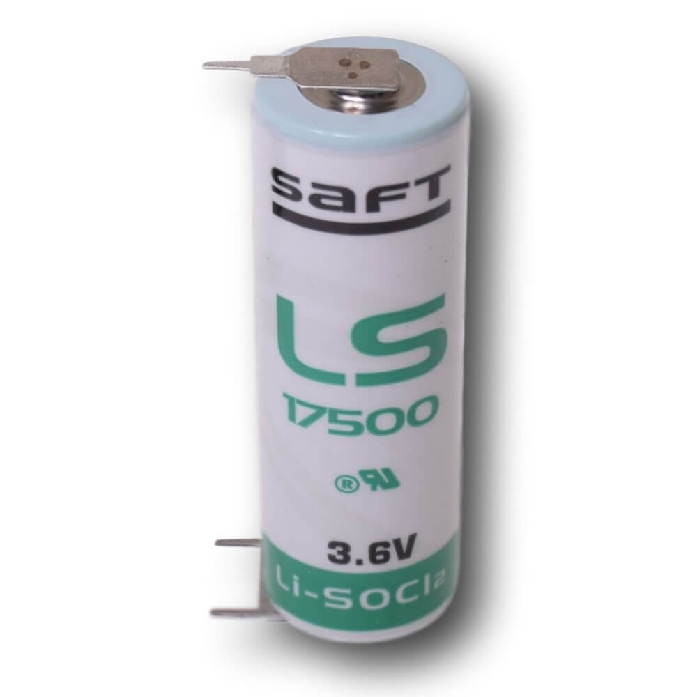 Saft Ls17500 A-size 3.6v 3600mah Battery With Triple Pc Pins, 1 Positive & 2 Negative Saft Batteries Saft Lithium Batteries