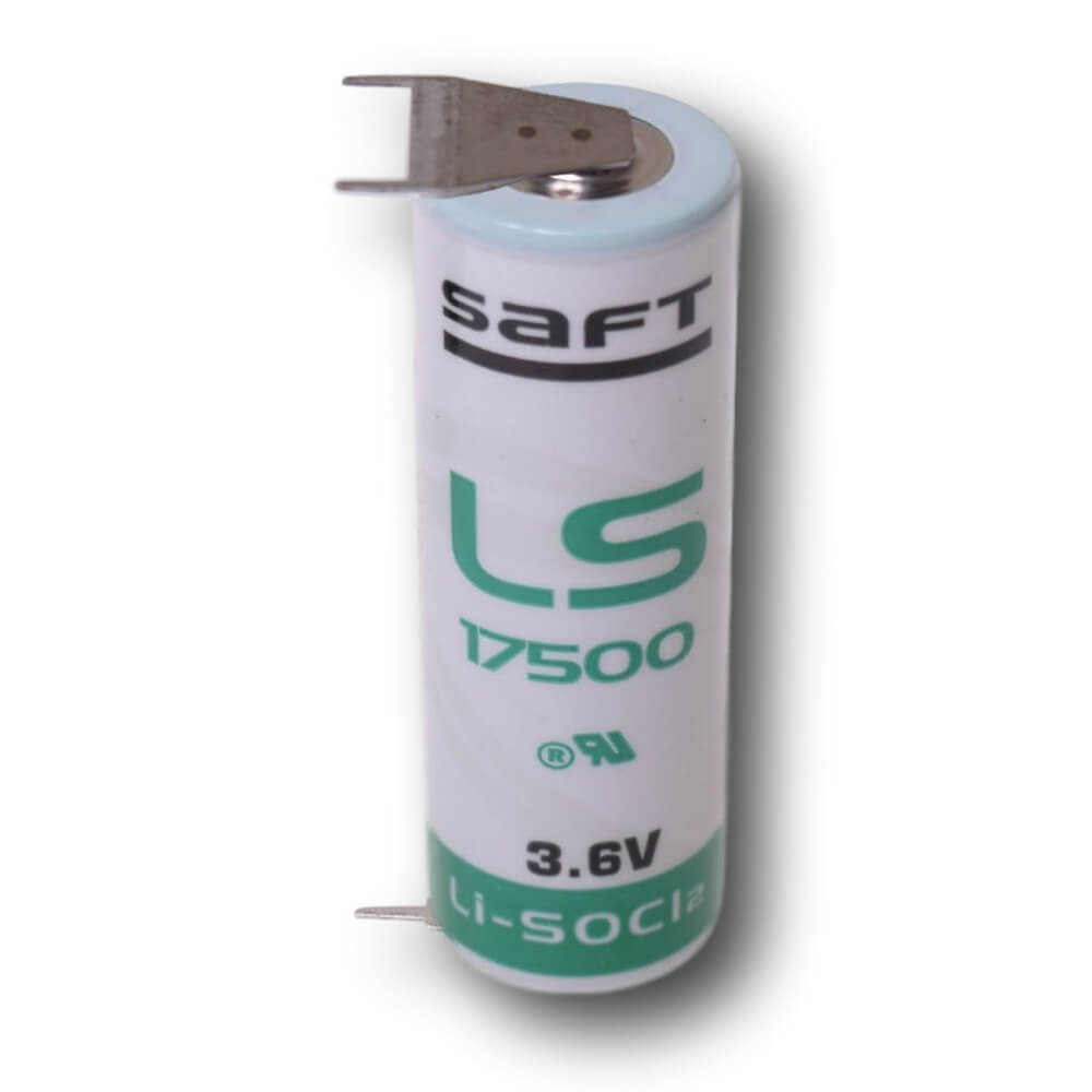 Saft Ls17500, A Size Battery 3.6v, 3600mah With Pc Pins Dual Positive Terminal & Single Negative Terminal Saft Batteries Saft Lithium Batteries