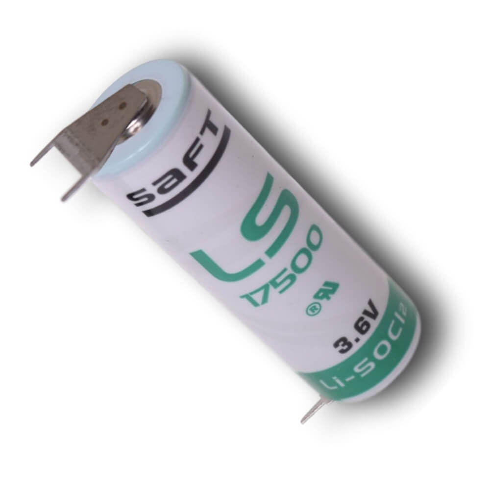 Saft Ls17500, A Size Battery 3.6v, 3600mah With Pc Pins Dual Positive Terminal & Single Negative Terminal Saft Batteries Saft Lithium Batteries