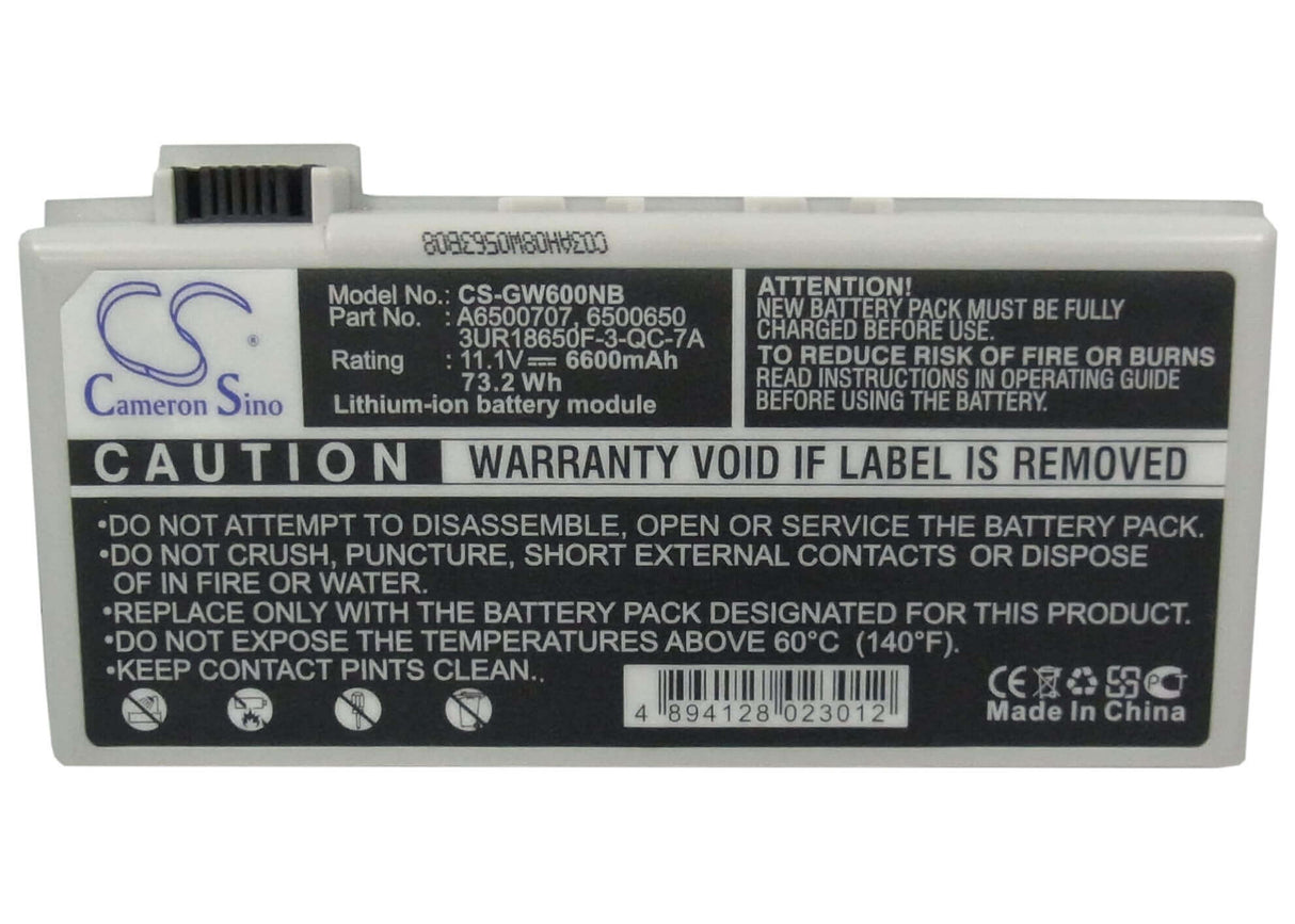 Batterie argentée pour Gateway Solo 600, Solo 600yg2, Solo 600ygr 11.1v, 6600mah - 73.26wh Batteries pour l'électronique Cameron Sino Technology Limited (Suspendu)