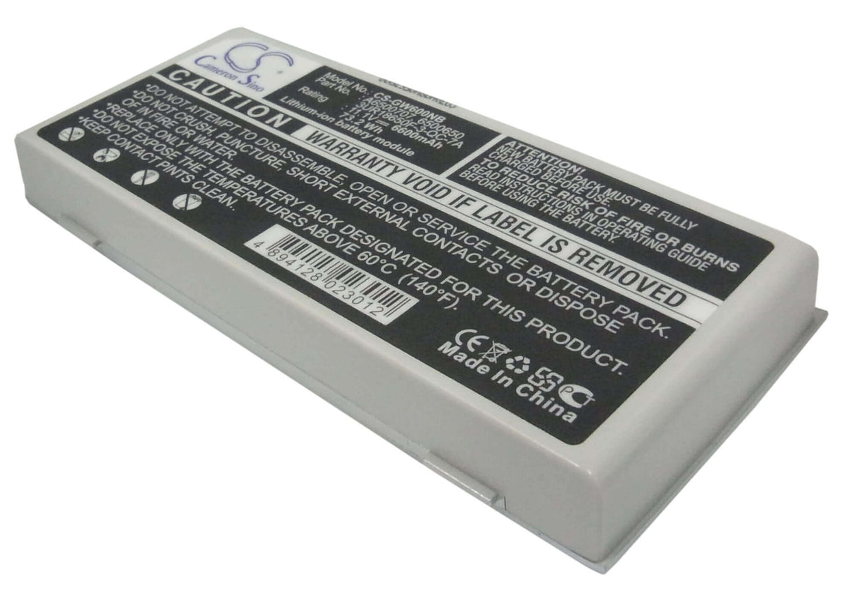 Batterie argentée pour Gateway Solo 600, Solo 600yg2, Solo 600ygr 11.1v, 6600mah - 73.26wh Batteries pour l'électronique Cameron Sino Technology Limited (Suspendu)