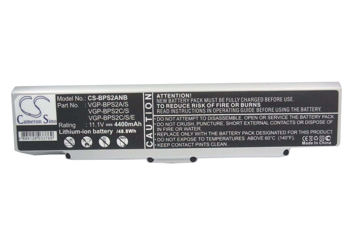 Silver Battery For Sony Vaio Vgc-la38g, Vaio Vgn-c140g/b, Vaio Vgn-c150p/b 11.1v, 4400mah - 48.84wh Notebook, Laptop Cameron Sino Technology Limited