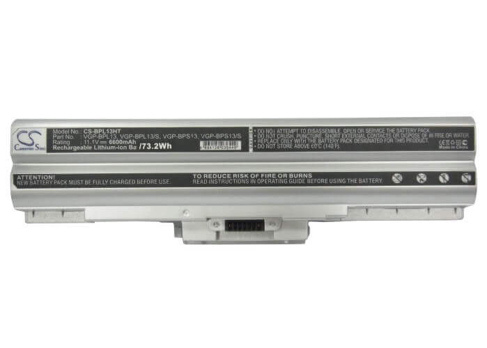 Batterie argentée pour Sony Vaio Vgn-aw230j/h, Vaio Vgn-aw235j/b, Vaio Vgn-aw290jfq 11.1v, 6600mah - 73.26wh Batteries pour l'électronique Cameron Sino Technology Limited (Suspendu)