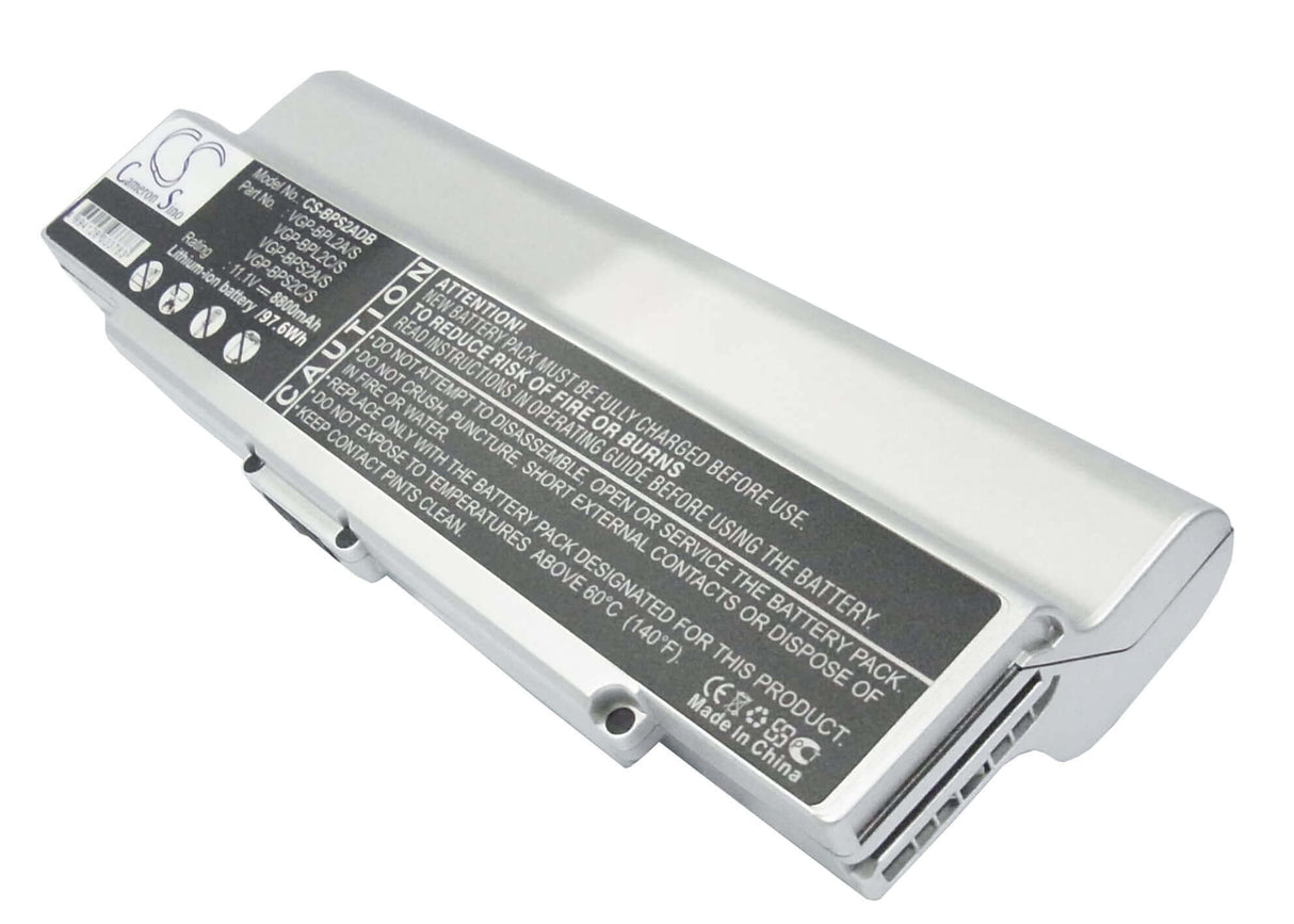 Silver Battery For Sony Vaio Vgn-c140g/b, Vaio Vgn-c150p/b, Vaio Vgn-c190 11.1v, 8800mah - 97.68wh Notebook, Laptop Cameron Sino Technology Limited