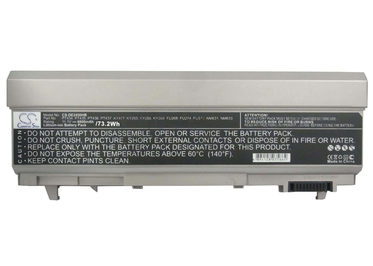 Silver Grey Battery For Dell Latitude E6400, Latitude E6500, Precision M2400 11.1v, 6600mah - 73.26wh Notebook, Laptop Cameron Sino Technology Limited