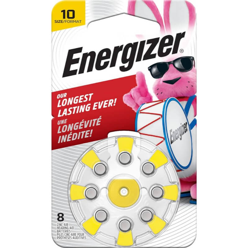 Size 10 Energizer Hearing Aid Battery Eight On A Card (Complete box of 48) Coin Cell Batteries Energizer