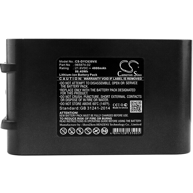 Super High Capacity For Dyson, V6, Absolute, Dc58, 21.6v, 4000mah - 86.40wh Vacuum Cameron Sino Technology Limited