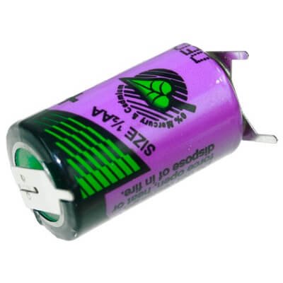 Tadiran Battery Model Tl-2150 1/2 Aa 3.6v, 1000 Mah - 3.6wh Tadiran Batteries Tadiran Batteries With PC Pins - 2 Pin on Positive Terminal - 1 Pin on Negative Terminal