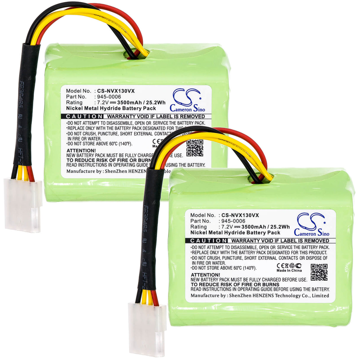 Two vacuum batteries For Neato Xv-12, Xv-15, Xv-11 7.2v, 3500mah - 25.20wh Vacuum Cameron Sino Technology Limited