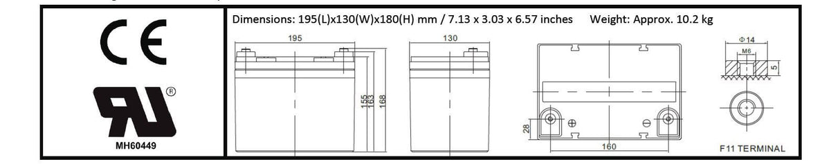 Replacement Battery for Magnavolt SLA12-33 – 12V 35Ah AGM Sealed Lead Acid DriveMotion