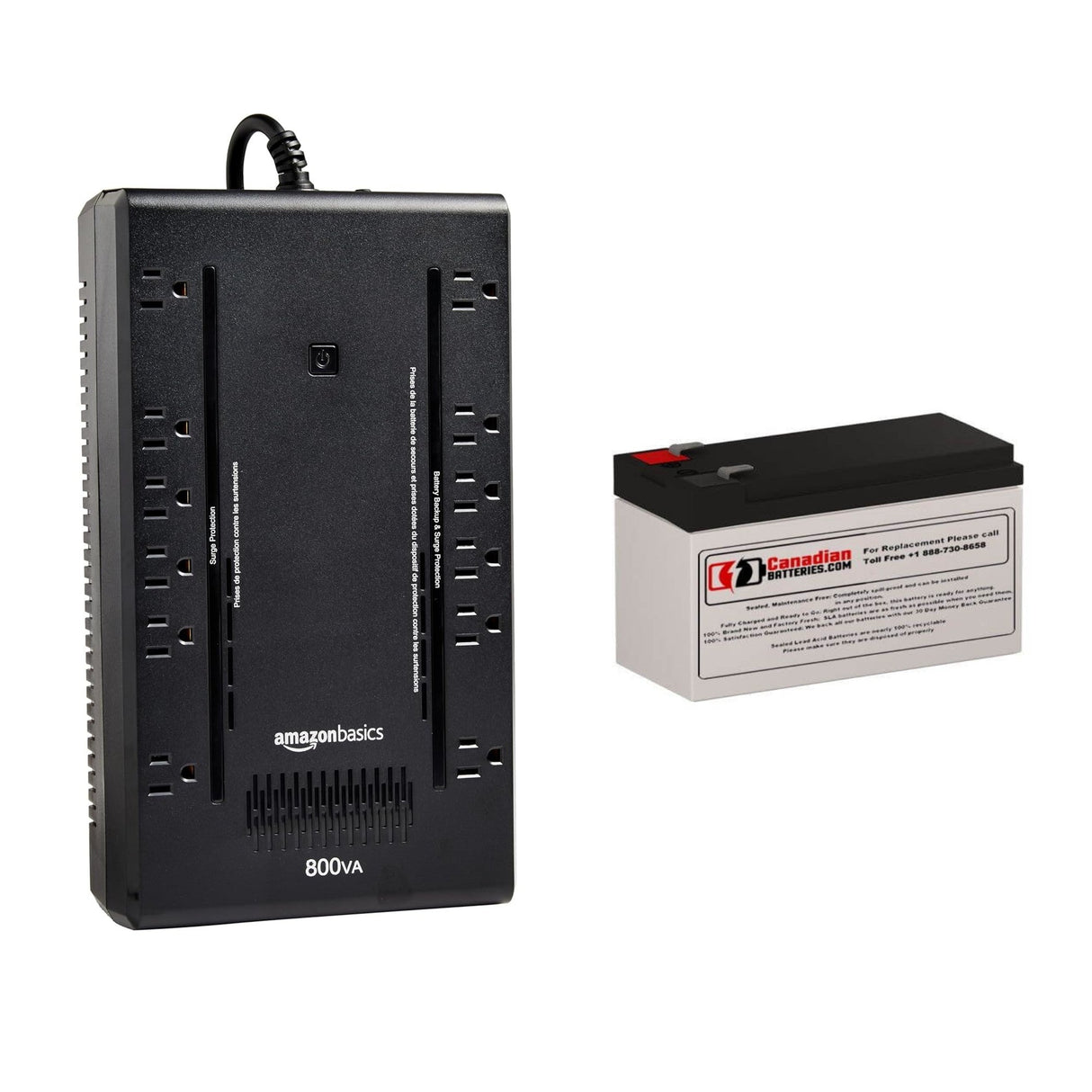 Batterie UPS pour Amazon Basics 800VA, 450W, 12 prises UPS ABST800, 1 X 12v, 9ah - 108wh Batteries UPS Gamme CB