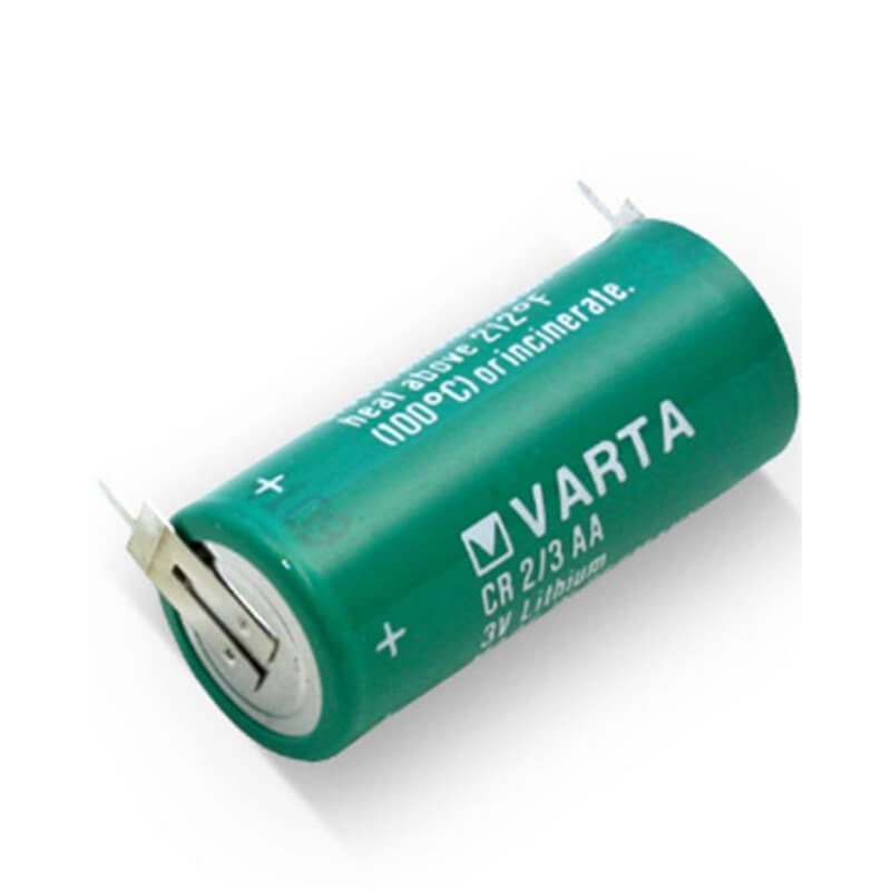 Varta CR 2/3AA Lithium Battery 6237 CR 2/3 AA 1350mAh Lithium Cell Varta With PC Pins - 1 Pin on Positive Terminal - 1 Pin on Negative Terminal