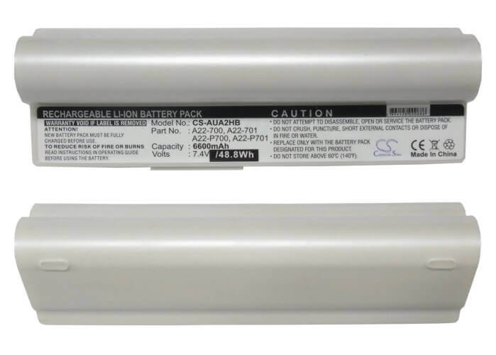 White Battery For Asus Eee Pc 701, Eee Pc 701c, Eee Pc 800 7.4v, 6600mah - 48.84wh Notebook, Laptop Cameron Sino Technology Limited