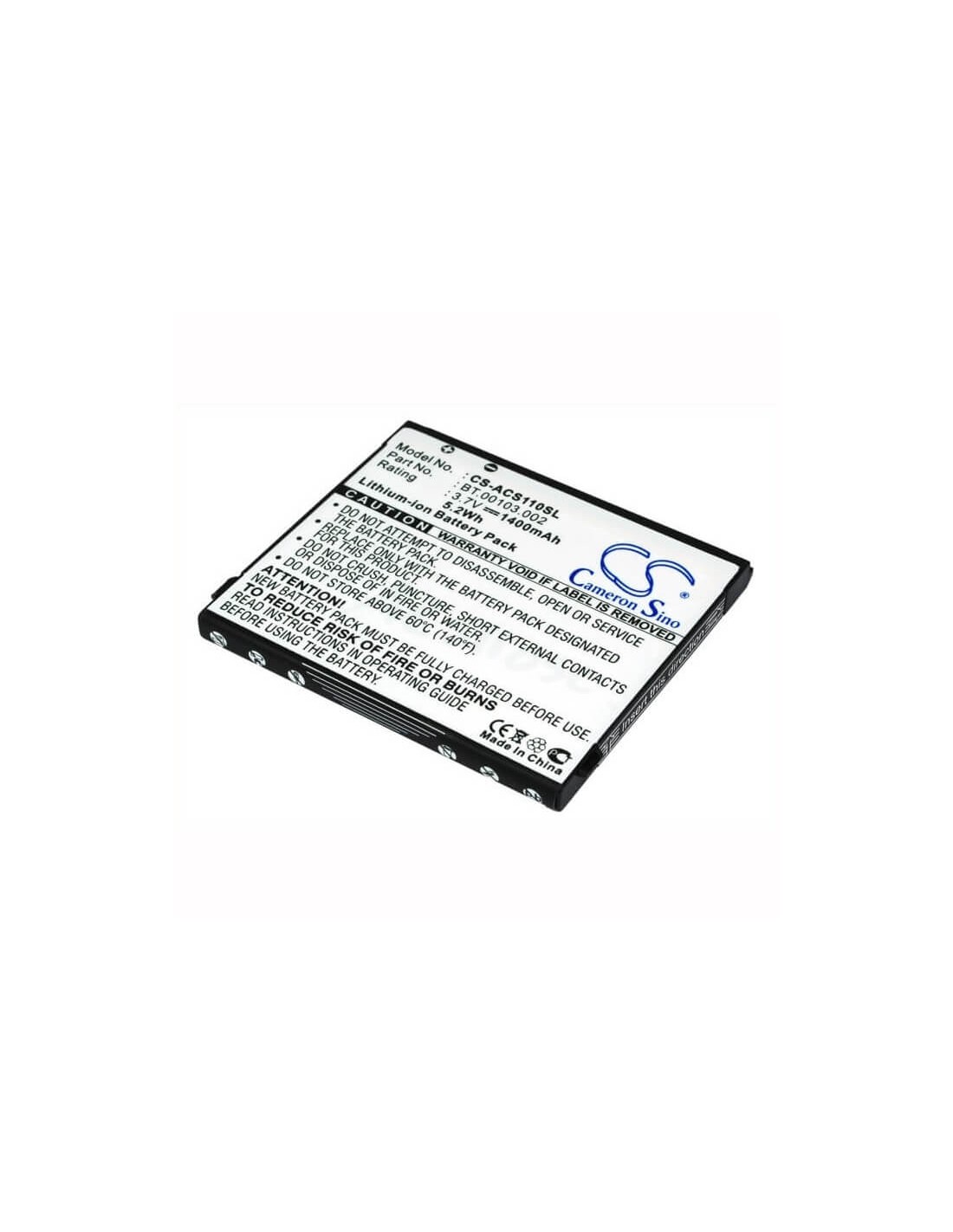 Battery for Acer Liquid S110, Stream, NeoTouch S110 3.7V, 1400mAh - 5.18Wh