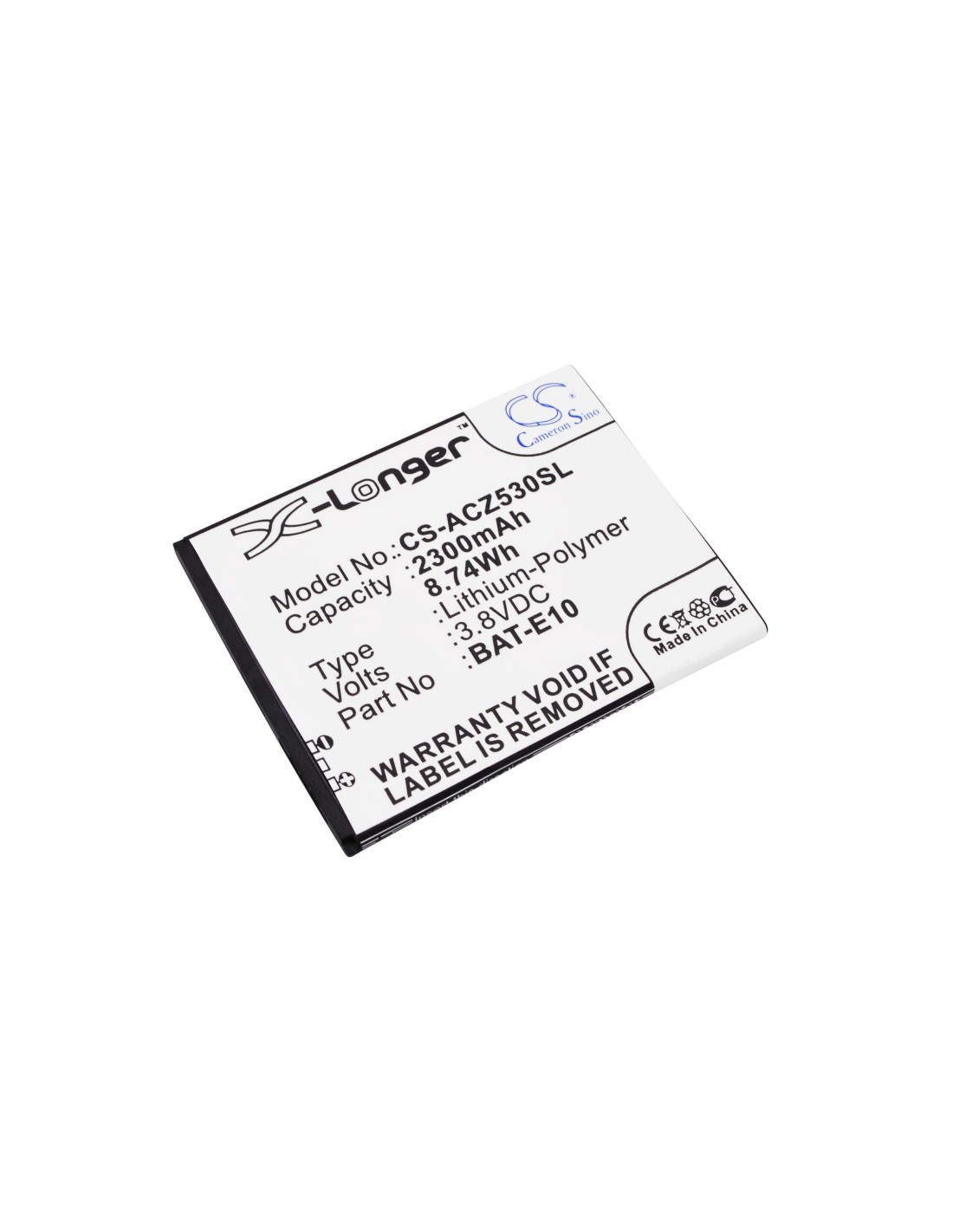 Battery for Acer Liquid Z530, Liquid Z530S, T02 3.8V, 2300mAh - 8.74Wh