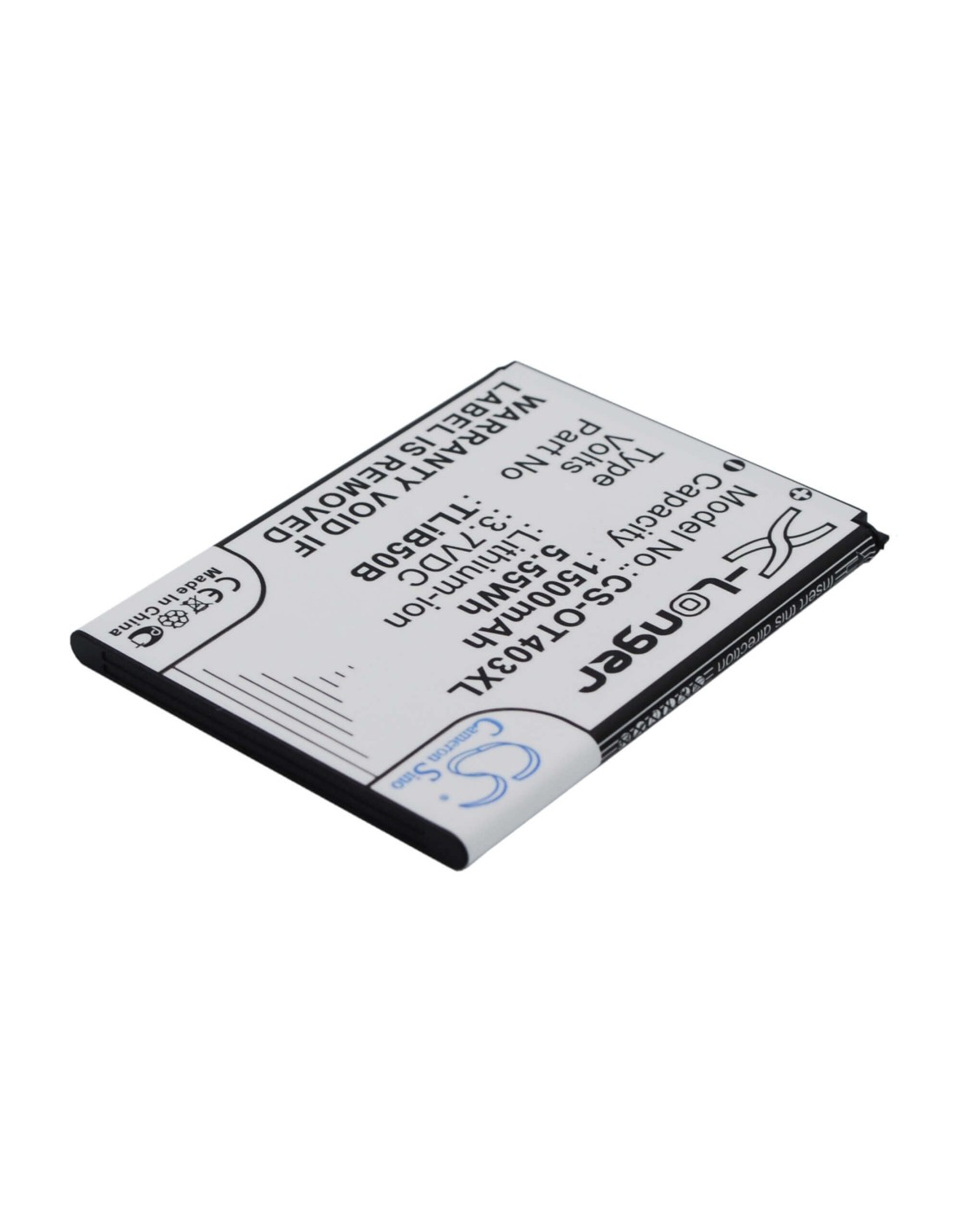 Battery for Alcatel OT-4030, OT4030D, OT-4030X 3.7V, 1500mAh - 5.55Wh