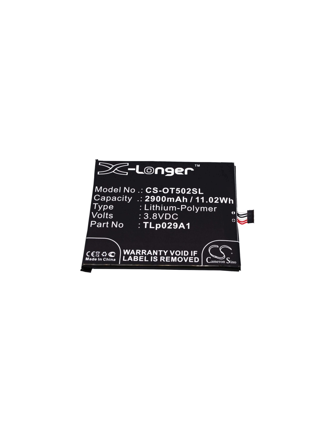Battery for Alcatel One Touch Pop 3 5.5, OT-5025, OT-5025D 3.8V, 2900mAh - 11.02Wh