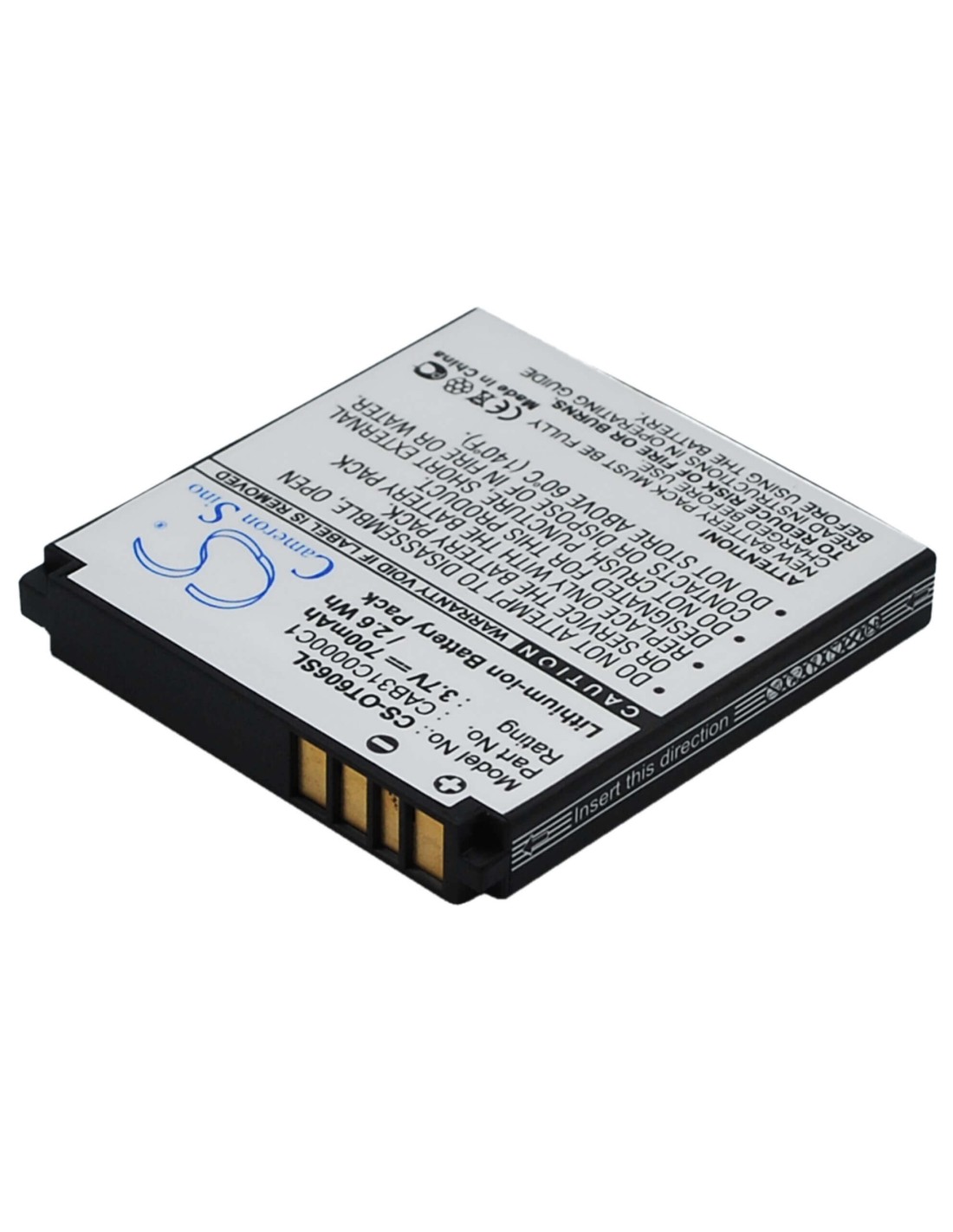 Battery for Alcatel OT-606, OT-606C, OT-606A 3.7V, 700mAh - 2.59Wh