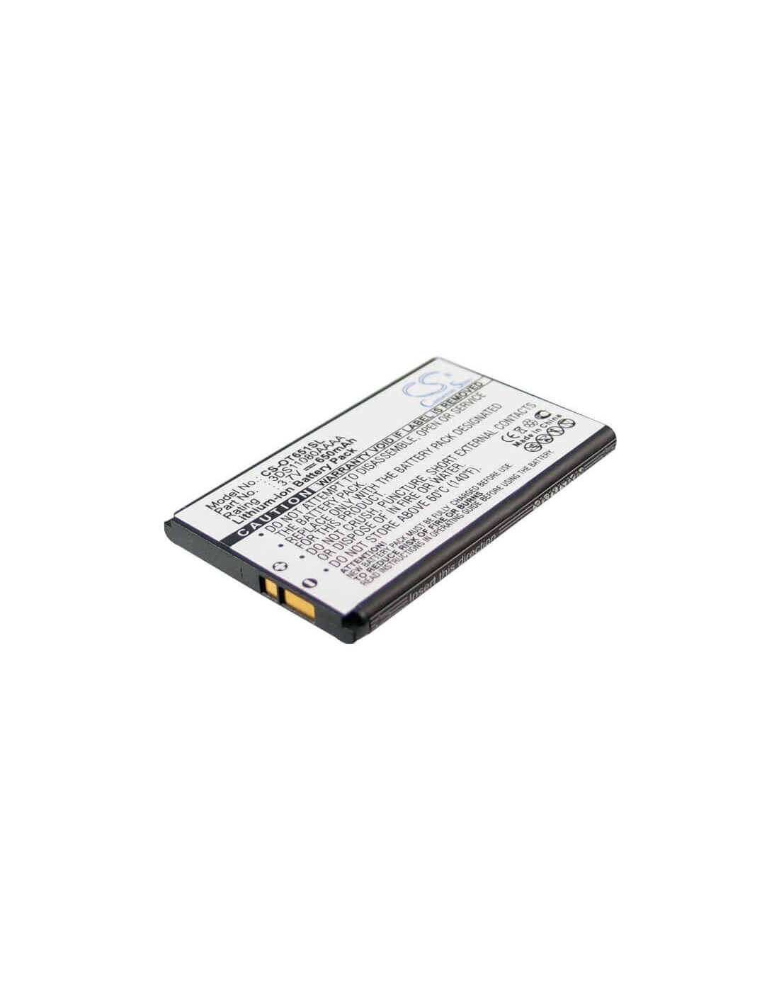 Battery for Alcatel OT-C650, OT-C651, OT-C652 3.7V, 650mAh - 2.41Wh