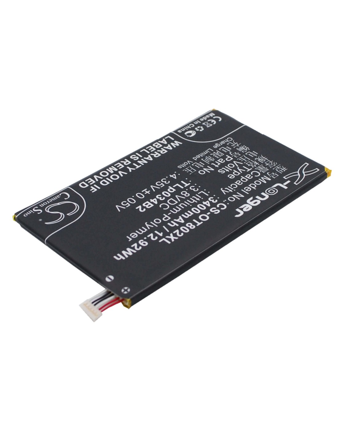 Battery for Alcatel One Touch Hero, Hero N3, OT-8020D 3.8V, 3400mAh - 12.92Wh