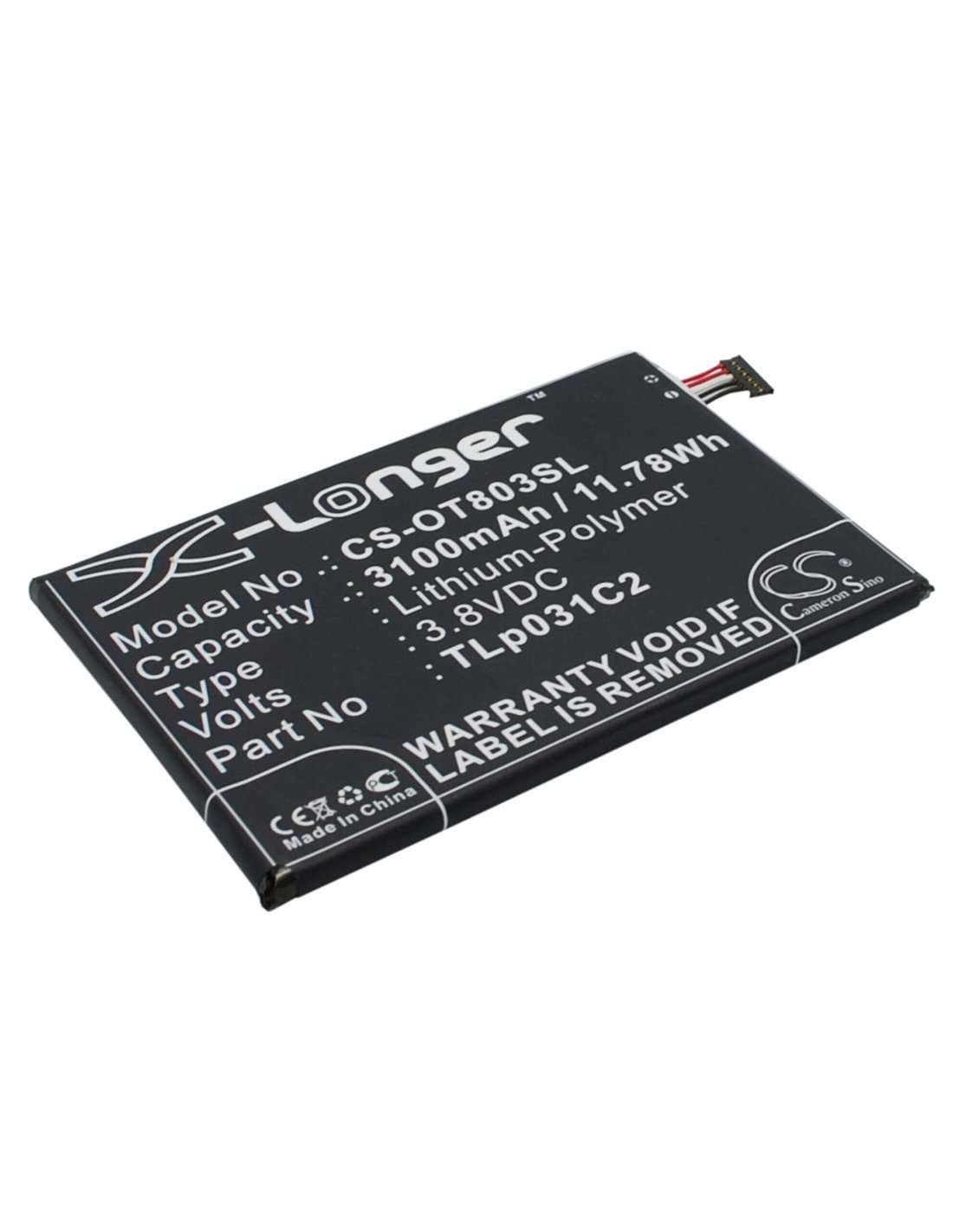 Battery for Alcatel One Touch Hero 2, OT-8030, OT-8030Y 3.8V, 3100mAh - 11.78Wh