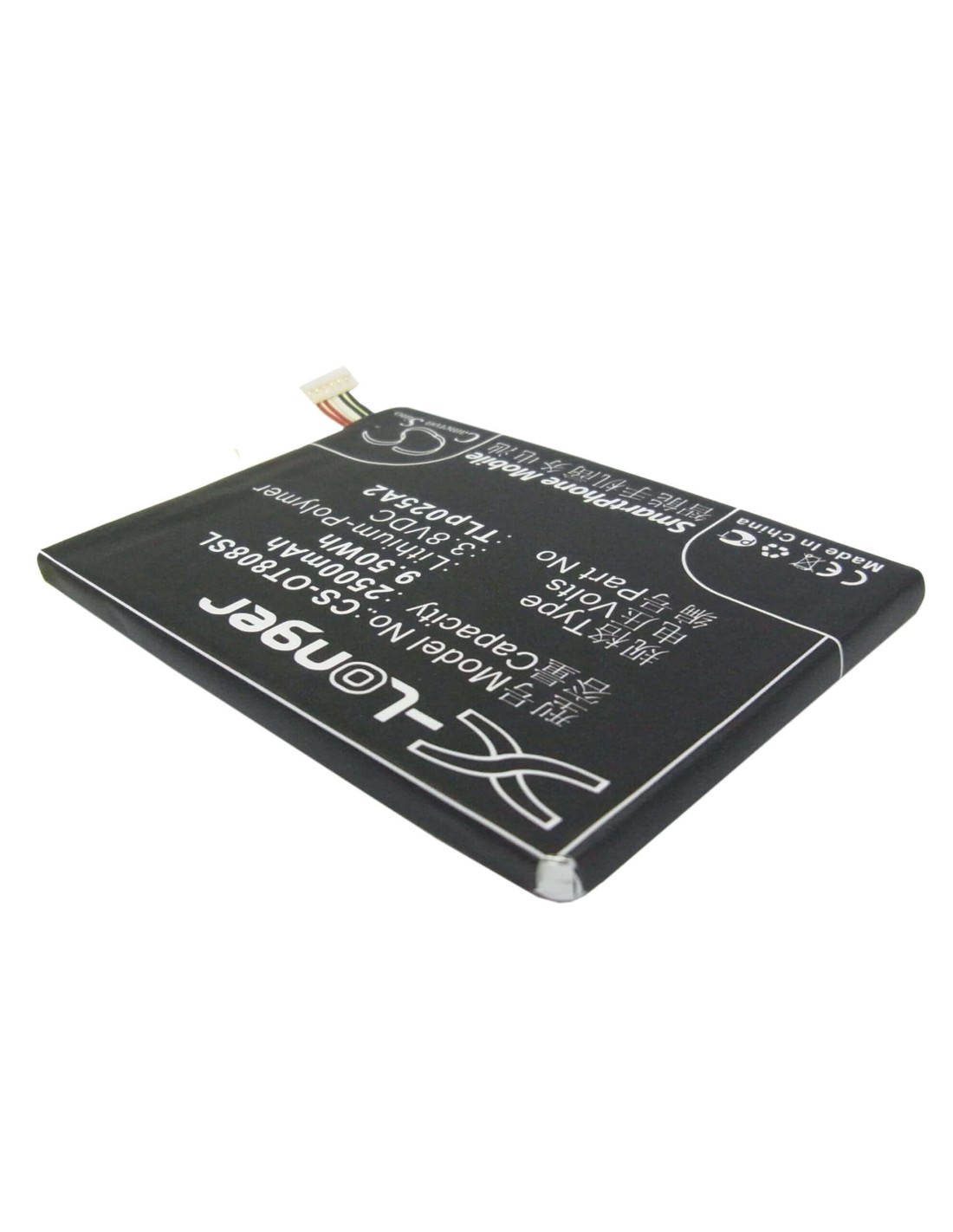 Battery for Alcatel OT-8008D, One Touch Scribe HD, OT-8008X 3.8V, 2500mAh - 9.50Wh