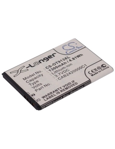 Battery for Alcatel OT-913, OT-913D, OT-927 3.7V, 1300mAh - 4.81Wh