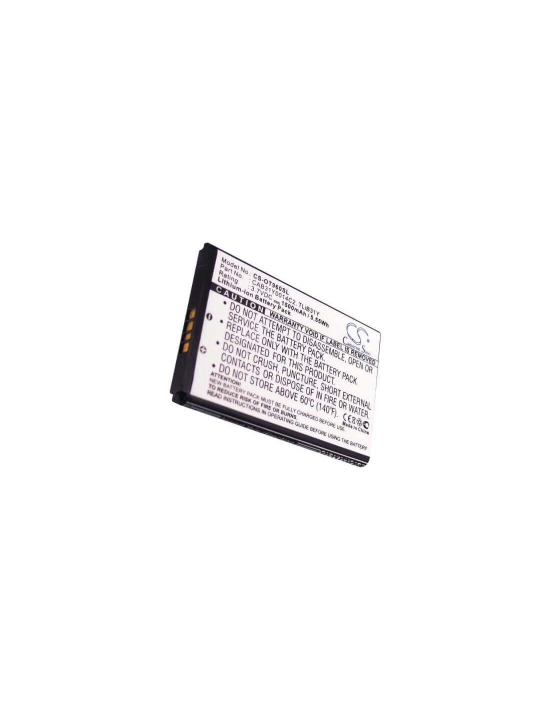 Battery for Alcatel OT-960, OT-960C, AUTHORITY 3.7V, 1500mAh - 5.55Wh