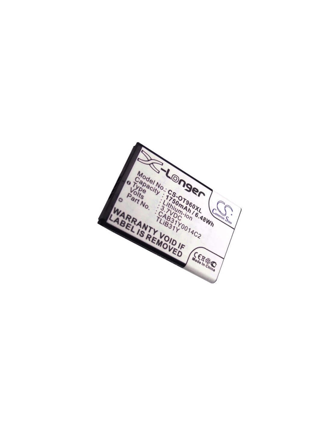 Battery for Alcatel OT-960, OT-960C, AUTHORITY 3.7V, 1750mAh - 6.48Wh