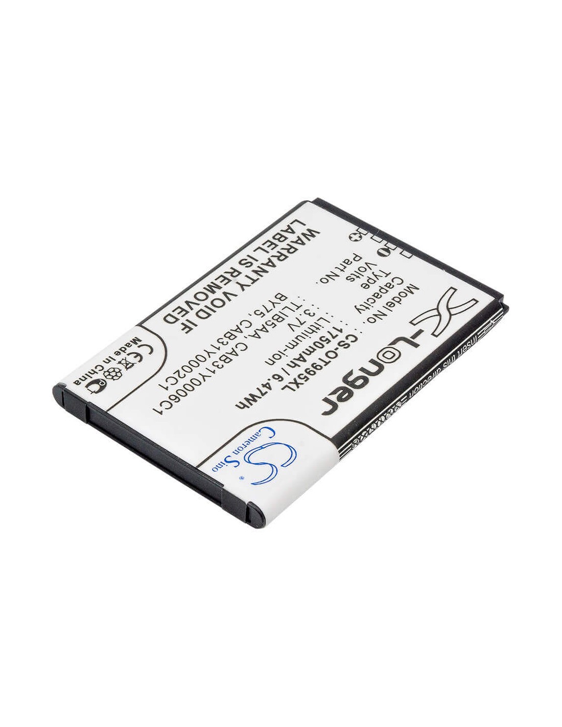 Battery for Alcatel OT-995, OT-995 Ultra, One Touch 995 3.7V, 1750mAh - 6.48Wh