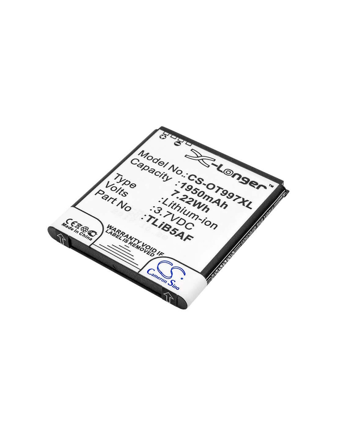 Battery for Alcatel OT-997, OT-997D, One Touch 997 3.7V, 1950mAh - 7.22Wh