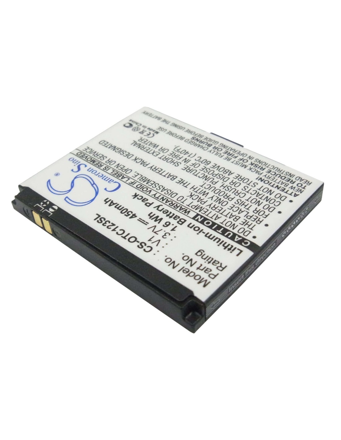 Battery for Alcatel OT-C123, OT-C123A 3.7V, 450mAh - 1.67Wh