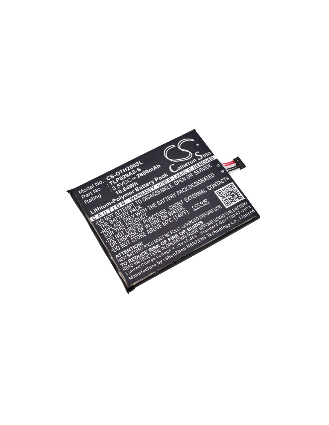 Battery for Alcatel One Touch Idol 3 5.5, One Touch Pixi 3 5.5, One Touch Pixi 3 5.5 3G 3.8V, 2800mAh - 10.64Wh