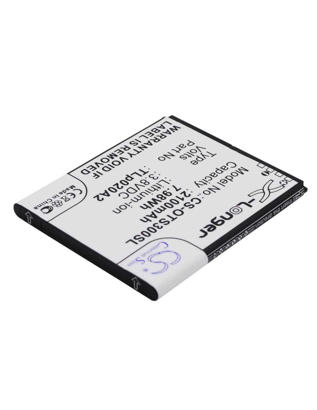 Battery for Alcatel One Touch POP S3, OT-5050, OT-5050A 3.8V, 2100mAh - 7.98Wh
