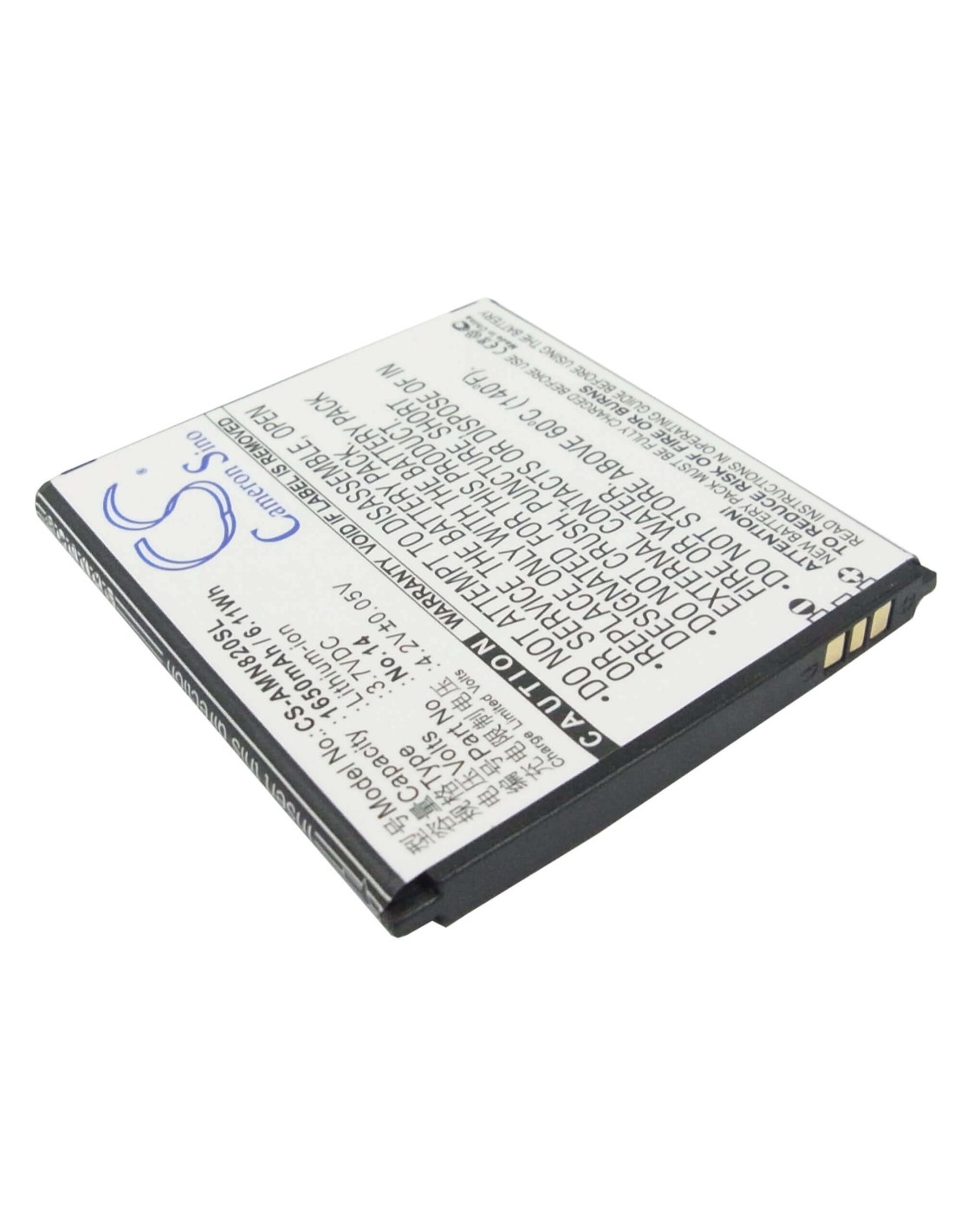 Battery for AMOI N820, N821, N828 3.7V, 1650mAh - 6.11Wh