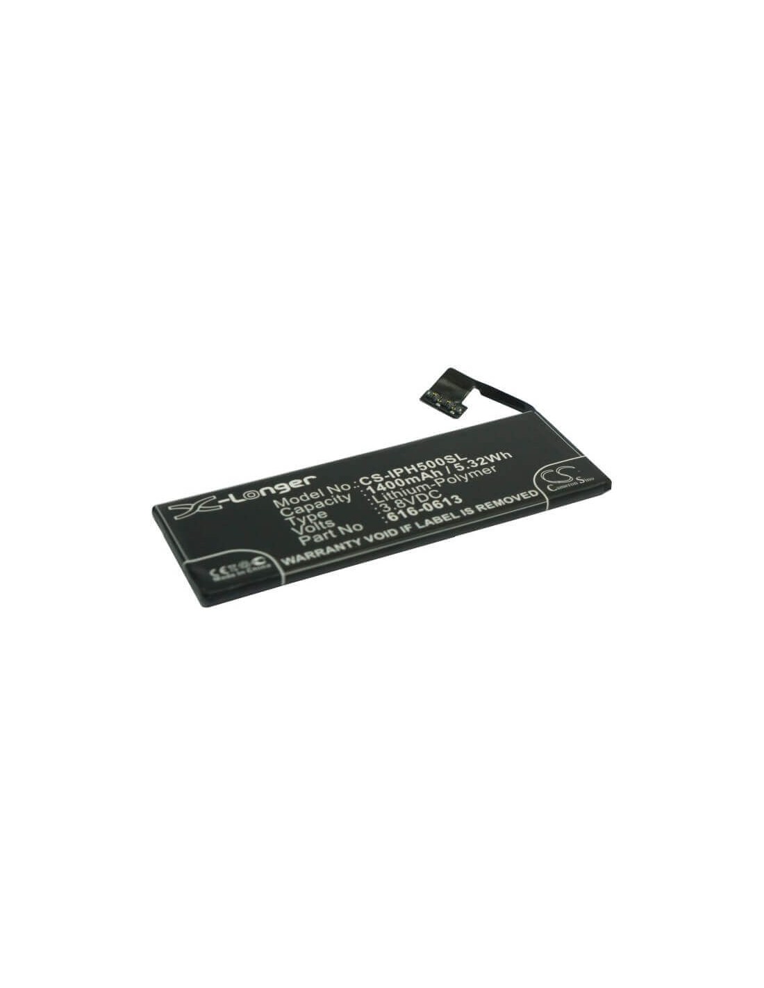 Battery for Apple iPhone 5, MD645LL/A, MD644LL/A 3.8V, 1400mAh - 5.32Wh