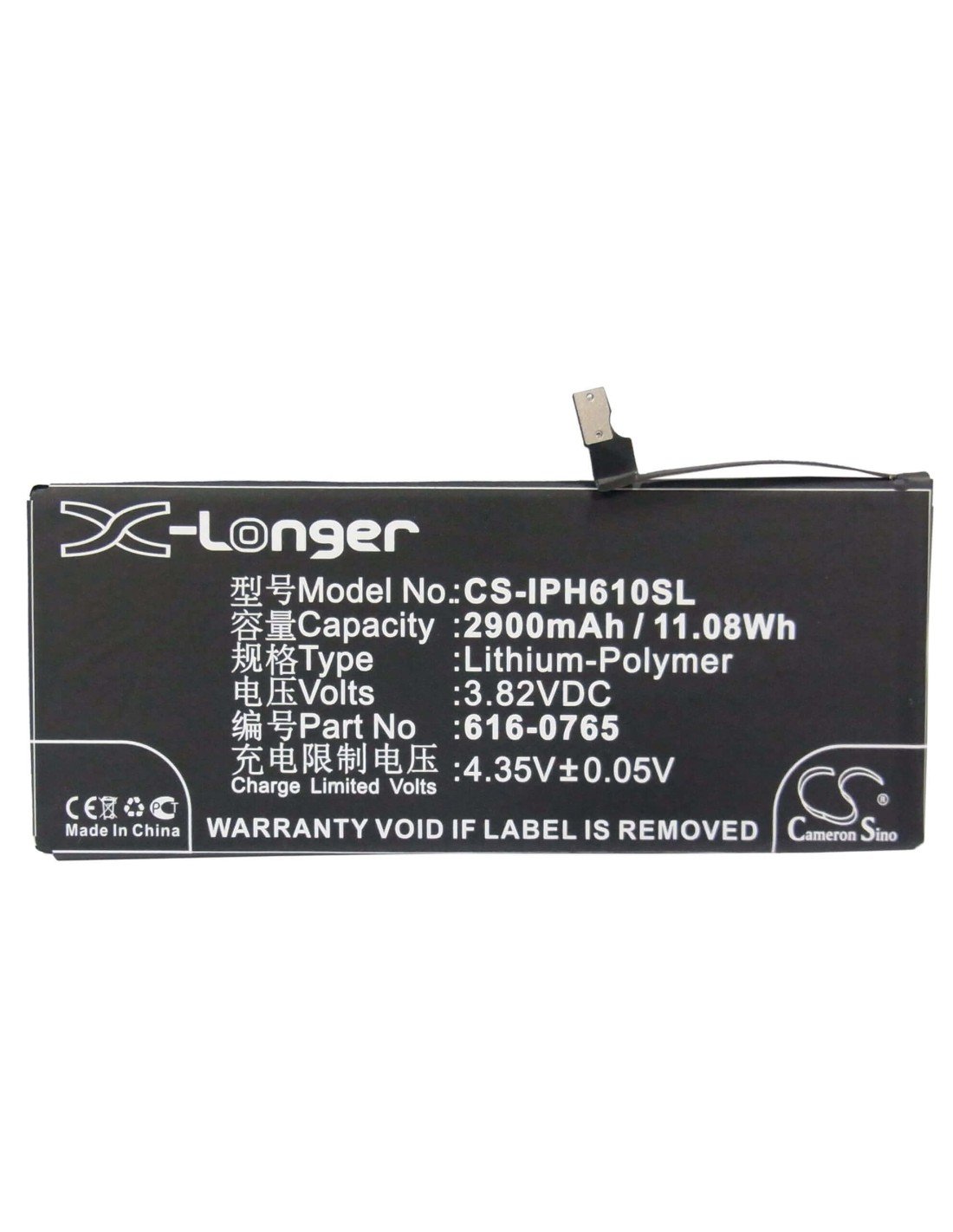 Battery for Apple iPhone 6 Plus, iPhone 6 5.5, A1593 3.82V, 2900mAh - 11.08Wh