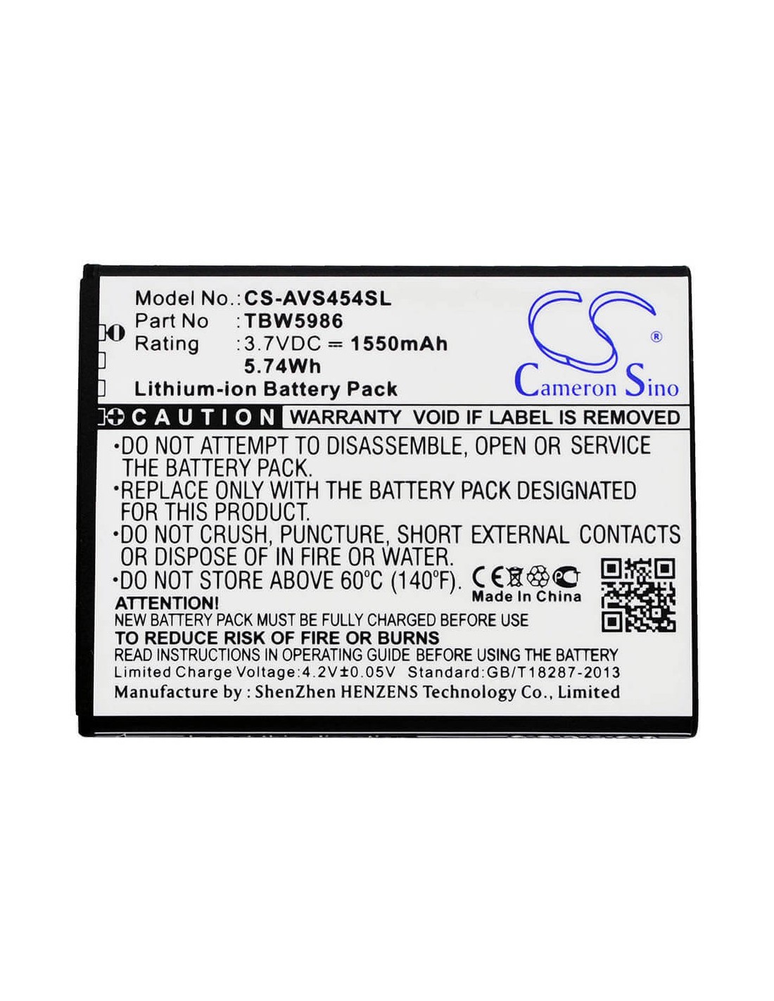 Battery for Archos 45 Helium 4G, 45b Helium 4g, 45 Neon 3.7V, 1550mAh - 5.74Wh