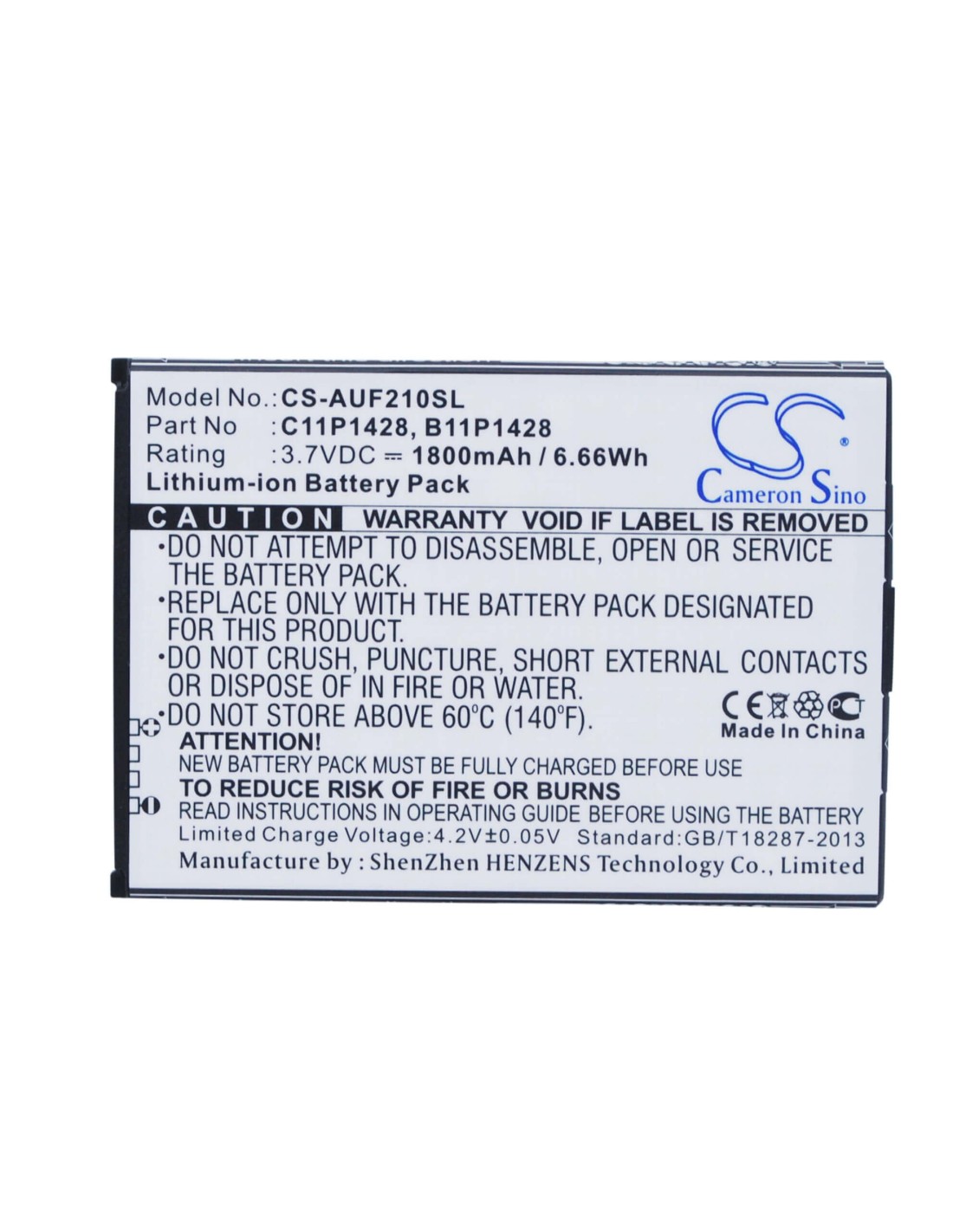 Battery for Asus Zenfone 2 Laser ZE500KL, Zenfone 2 Laser ZE500KG, ZE500KL 3.7V, 1800mAh - 6.66Wh
