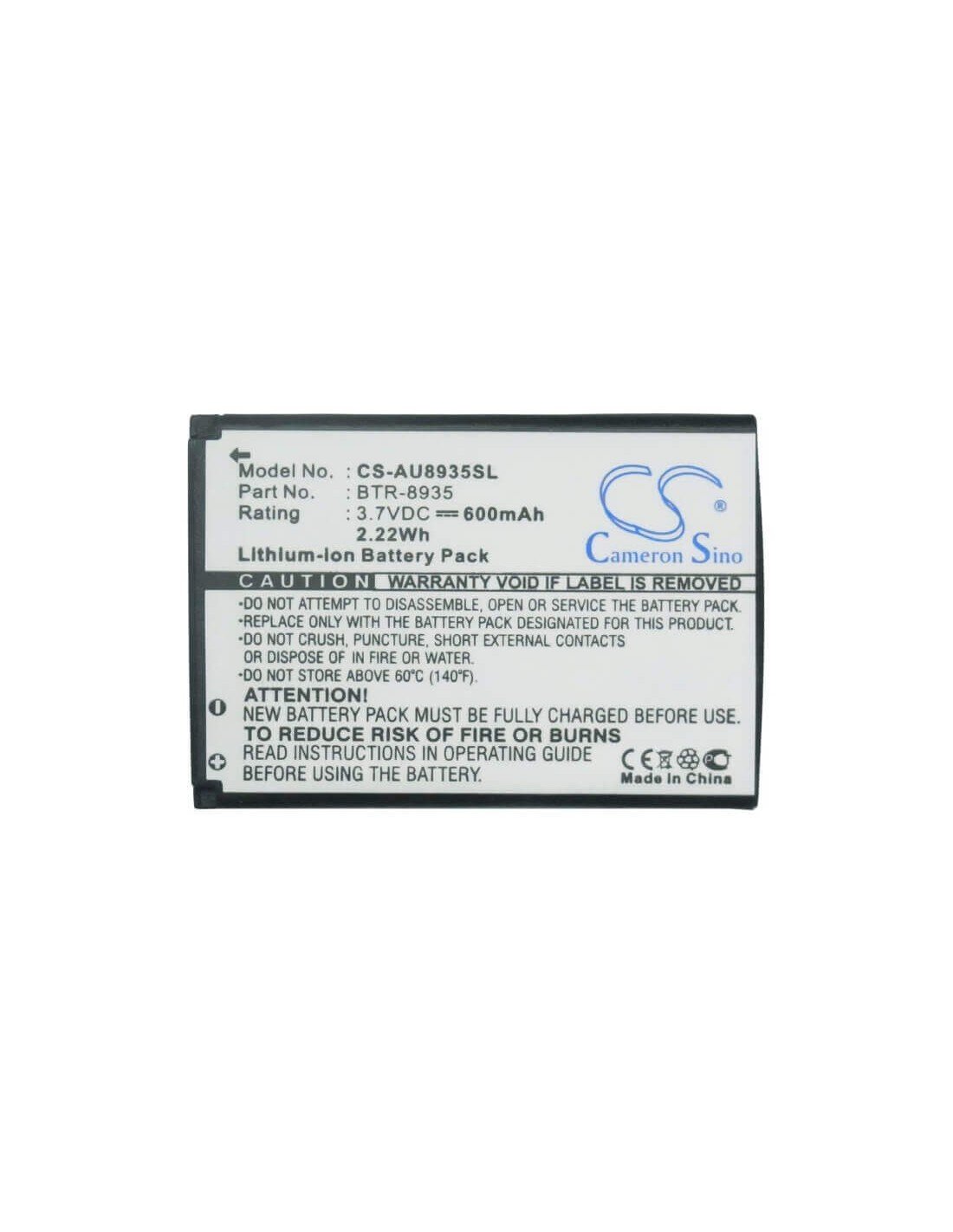 Battery for Audiovox CDM-8935, CDM-8935 Mini 3.7V, 600mAh - 2.22Wh