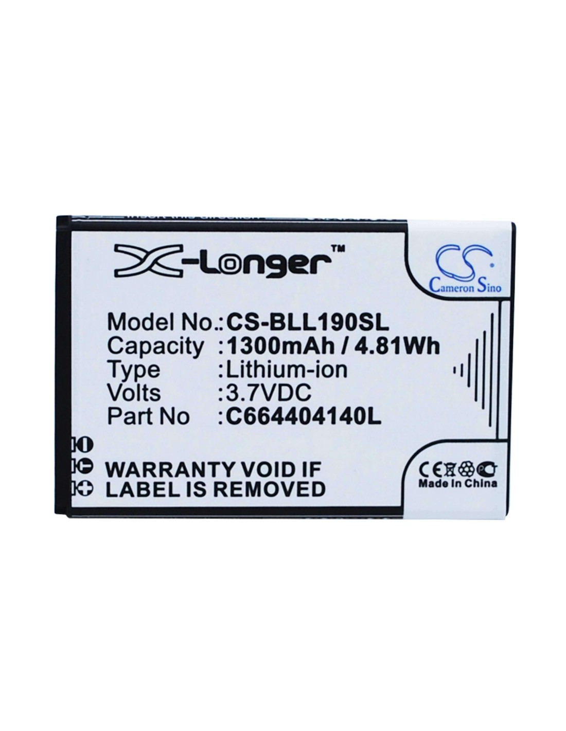 Battery for BLU Life Pay mini, L190L, L190U 3.7V, 1300mAh - 4.81Wh