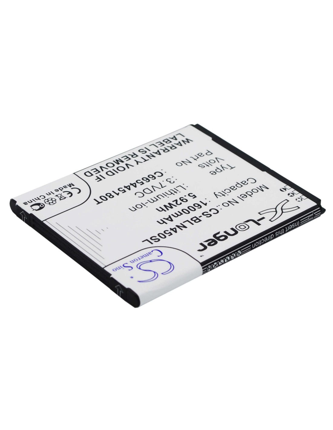 Battery for BLU Neo 4.5, S330L, D330L 3.7V, 1600mAh - 5.92Wh