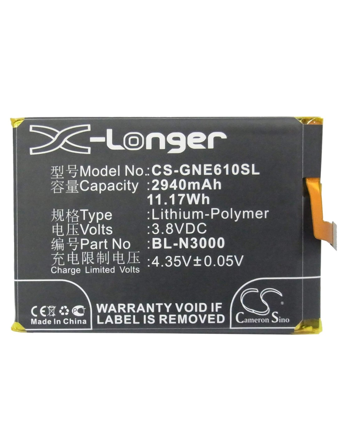 Battery for BLU Life Pure Mini, L220 3.8V, 2940mAh - 11.17Wh