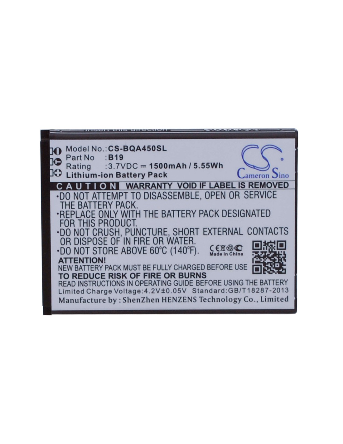 Battery for BQ Aquaris 4.5 3.7V, 1500mAh - 5.55Wh